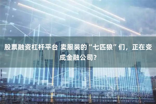 股票融资杠杆平台 卖服装的“七匹狼”们，正在变成金融公司？